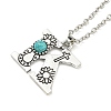 Letter A~Z Antique Silver Plated Alloy with Synthetic Turquoise Pendant Necklaces NJEW-G080-01K-2