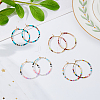 FIBLOOM 4 Pairs 4 Colors Bohemian Style Miyuki Seed Beaded Hoop Earrings EJEW-FI0001-83-7