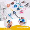 AHADERMAKER 15Pcs 15 Style Evil Eye Theme Silicone Straw Cap SIL-GA0001-17-3