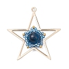 Natural Tiger Eye(Dyed & Heated) & Handmade Glass Seed Beaded Star Pendants PALLOY-MZ00496-01-1