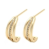 Brass with Clear Cubic Zirconia Stud Earrings EJEW-B035-11KCG-1