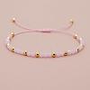 Glass & Brass Round Beads Braided Bead Bracelets RD6595-4-1