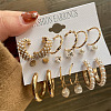 Alloy & Plastic Pearl & Rhinestone Earring Sets WG17A46-01-1