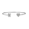 Anti-Tarnish Heart & Letter Rhodium Plated 925 Sterling Silver Micro Pave Cubic Zirconia Cuff Bangles for Women BJEW-C062-01N-P-1