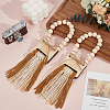 2Pcs Wood Beads & Cotton Tassels Hanging Ornaments HJEW-BC00087-4