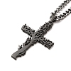 304 Stainless Steel Cross with Tree of Life Pendant Necklaces NJEW-M197-03B-2