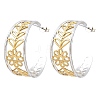 304 Stainless Steel Flower with Leaf Stud Earrings for Women SA-CBA45D5-30GP-4