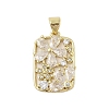 Rectangle with Flower Rack Plating Brass Micro Pave Cubic Zirconia Pendants KK-Z074-22G-1