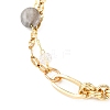 Brass Link Chain & 304 Stainless Steel Textured Dapped Chains Bracelets for Women BJEW-JB12481-03-3