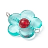 Transparent Acrylic & Glass Flower Connector Charms PALLOY-JF03720-4