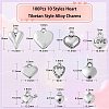 100Pcs 10 Styles Heart Tibetan Style Alloy Charm Pendants TIBEP-CJ0002-69-2