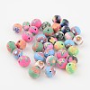 Handmade Flower Pattern Polymer Clay Round Beads CLAY-Q172-M-2