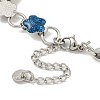 304 Stainless Steel Enamel Flower Link Chain Bracelets with Glitter Powder BJEW-S153-05P-01-3