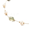 Natural Moss Agate & Pearl Beaded Anklet AJEW-AN00500-01-4