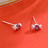 999 Sterling Silver Cubic Zirconia Candy Stud Earrings FS-WG7BAD4-02-1