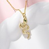 Brass Micro Pave Clear Cubic Zirconia Snake Pendant Necklaces NJEW-S438-02C-G-2