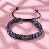 Natural Blue Aventurine and Synthetic Hematite Adjustable Braided Bead Bracelets BJEW-H626-01-01-2