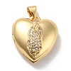 Rack Plating Brass Micro Pave Clear Cubic Zirconia Locket Pendants KK-M227-09G-1