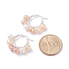 Natural Pearl Wire Wrapped Beaded Hoop Earrings for Women EJEW-JE04759-01-4