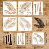 5Pcs 5 Styles Palm Tree Theme PET Hollow Out Drawing Painting Stencils DIY-WH0394-0030-2