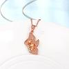 Rose Gold Plated Brass Cubic Zirconia Butterfly Pendant Necklaces for Women NJEW-BB00522-02-4