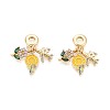 Brass Micro Pave Colorful Cubic Zirconia and Enamel European Dangle Charms KK-T079-78G-1