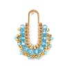 Brass & Seed Baeded & Glass Connector Charms PALLOY-MZ01372-01-1