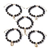 Adjustable Natural Lava Rock Braided Bead Bracelets BJEW-JB10563-1