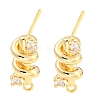 Brass Micro Pave Cubic Zirconia Stud Earring Findings KK-U015-01G-1