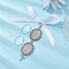 Tibetan Style Alloy & Glass Oval Photo Bouquet Hanging Ornaments HJEW-JM01353-5