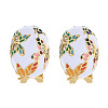 Alloy Enamel Oval with Butterfly Pattern Stud Earrings for Women WGEA3F2-01-5