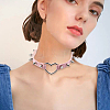 Adjustable Adjustable Gothic PU Leather Alloy Spike Rivet Heart Choker Necklaces for Women NJEW-WH20816-006P-D-6