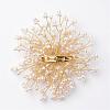 Luxury Flower Natural Pearl Brass Safety Brooches JEWB-I009-22-2