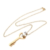 304 Stainless Steel Love Key Pendant Necklaces for Women NJEW-B149-03GP-4