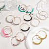 ANATTASOUL 7 Pairs 7 Colors Glass Round Braided Beaded Hoop Earrings EJEW-AN0002-21-7