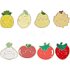 8Pcs 8 Styles Fruits/Vegetables Alloy Enamel Lapel Pin Backs for Backpack Clothes JEWB-FH0002-87-1