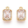 Brass Micro Pave Clear Cubic Zirconia Charms KK-S354-241-NF-1