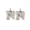 Initial Letter Brass Micro Pave Cubic Zirconia Pendants ZIRC-F008-N-1