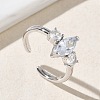 Brass Micro Pave Cubic Zirconia Cuff Open Rings for Women RJEW-L343-14P-3