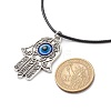 Alloy Hamsa Hand with Enamel Evil Eye Pendant Necklace for Women NJEW-JN03956-01-5