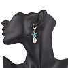Starfish Synthetic Turquoise Hoop Earrings EJEW-JE06440-2