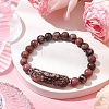 Tube & Round Natural Rhodonite Beaded Stretch Bracelets for Women BJEW-JB11003-2