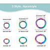BENECREAT 18Pcs 3 Styles Rainbow Color Zinc Alloy Spring Gate Rings FIND-BC0003-38-2