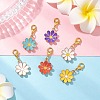 6Pcs 6 Colors Alloy Enamel Flower Pendant Decorations HJEW-JM02903-1