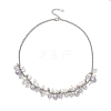 Round Glass Beaded Bib 304 Stainless Steel Rolo Chain Necklaces NJEW-JN05359-02-2