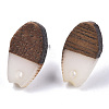 Opaque Resin & Walnut Wood Stud Earring Findings MAK-N032-010A-B04-2