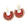 Flat Round 304 Stainless Steel Glass Seed Beads Dangle Stud Earrings FS-WG93AED-06-2