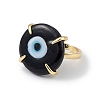 Lampwork Evil Eye Open Cuff Ring RJEW-C051-01G-01-2