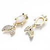 Brass Micro Pave Clear Cubic Zirconia Pendants KK-S356-197G-NF-2