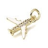 Brass Micro Pave Clear Cubic Zirconia Charms CU-CBAEEA8-36G-3